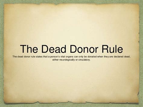 What is the dead donor rule?