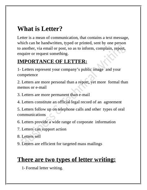 What is the definition of a personal business letter?