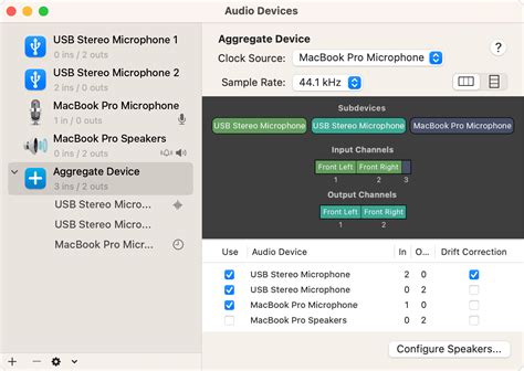 What is the difference between aggregate device and multi output device Mac OS?