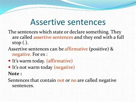 What is the difference between assertive and imperative sentences?