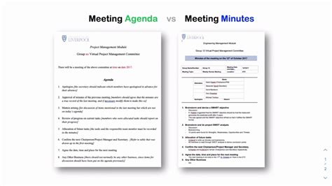 What is the difference between meeting minutes and agenda?