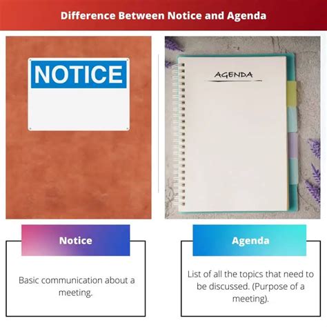 What is the difference between notice and agenda?