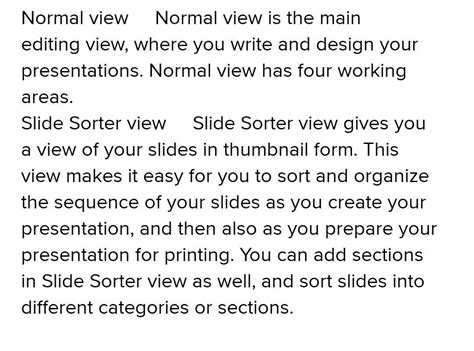 What is the difference between slide view and normal view?
