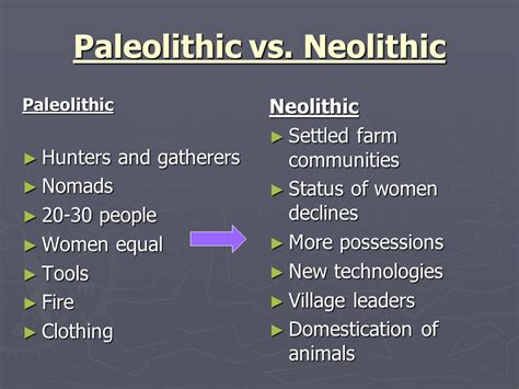 What is the difference between the Paleolithic and the Neolithic period?