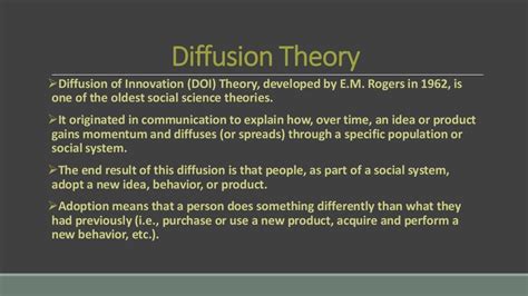 What is the diffusion theory?