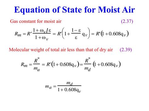 What is the equation of state for moist air?