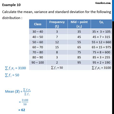 What is the example of variance and standard deviation?