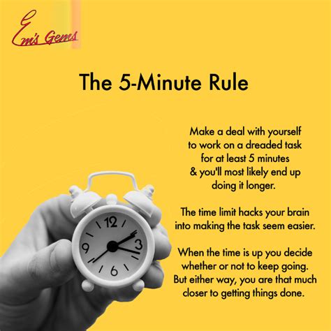 What is the five minute rule for ADHD?