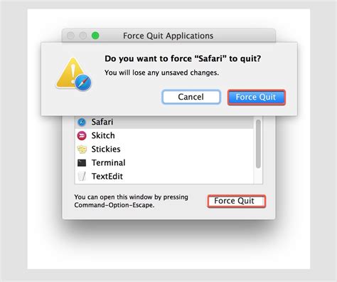 What is the force quit key on a Mac?