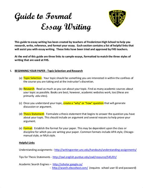What is the formal structure of an essay?