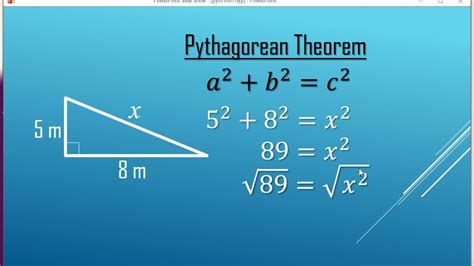 What is the formula for Pythagorean Theorem and hypotenuse?