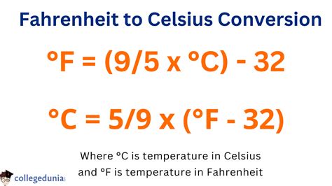 What is the formula for temperature in Fahrenheit to Celsius?