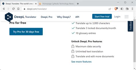 What is the free translator limit for DeepL?