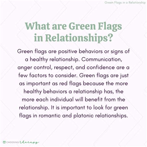 What is the green flag in dating?