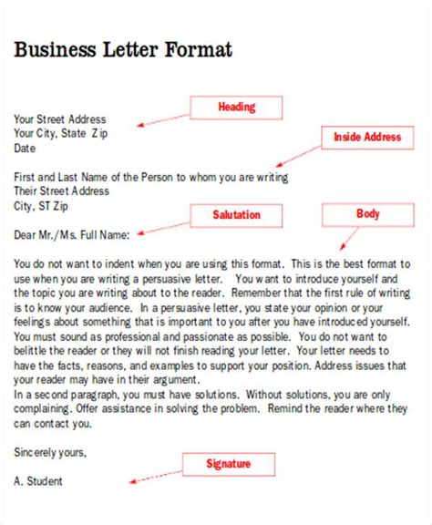What is the layout of a business letter?