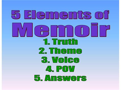 What is the main elements of memoir?