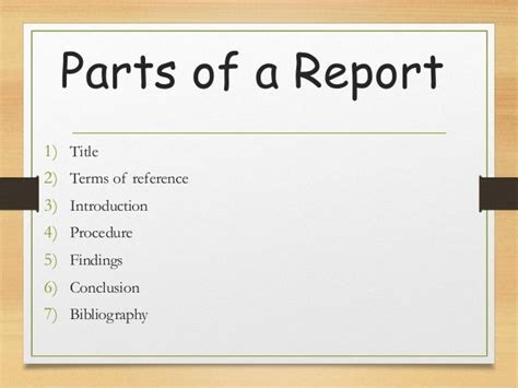 What is the main part of report?