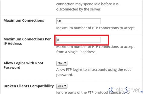 What is the maximum number of connections per server?