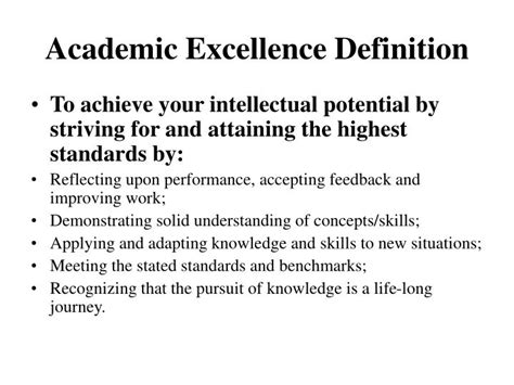 What is the meaning of academic excellence?