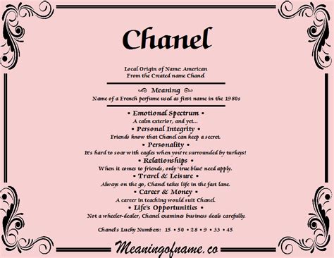 What is the meaning of the name Chanel?