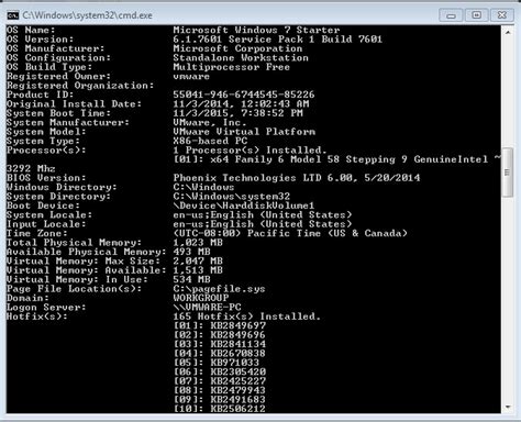 What is the output of systeminfo?