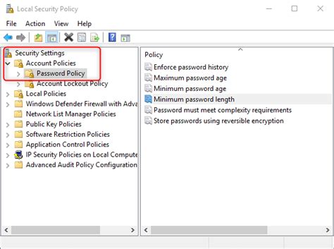 What is the password policy for Windows?