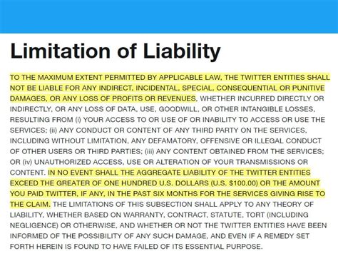 What is the percentage of limitation of liability clause?