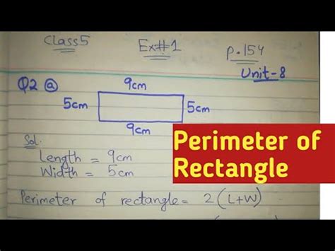 What is the perimeter and area of 9cm and 5cm?