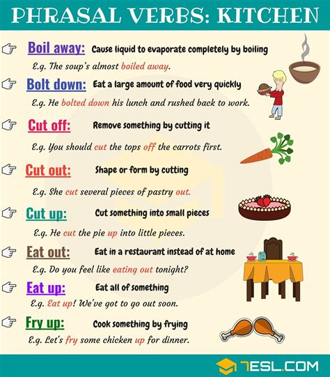 What is the phrasal verb of eat at a restaurant?