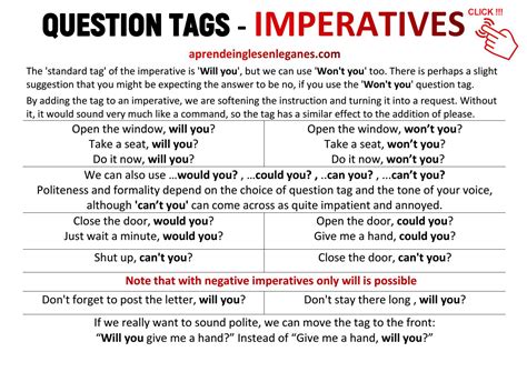 What is the question tag for imperative?