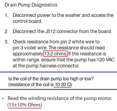 What is the resistance of drain pump?