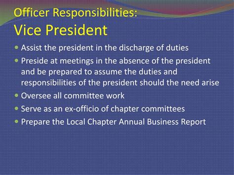 What is the role of the vice president in a committee?