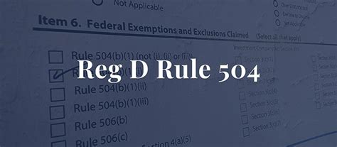 What is the rule 504 of Regulation D of the securities and Exchange Act?