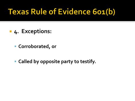 What is the rule of evidence 601 in Texas?