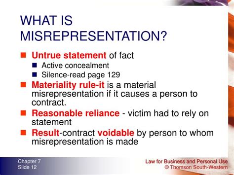 What is the rule of misrepresentation?