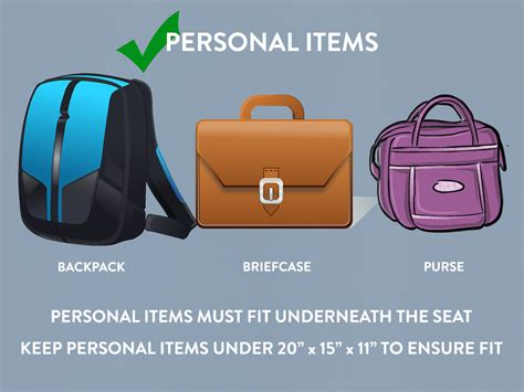 What is the size limit for a personal backpack?