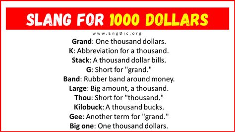 What is the slang for 10000 dollars?