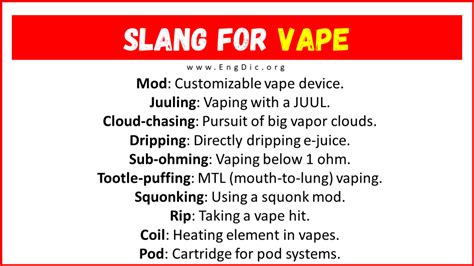 What is the slang for vape?