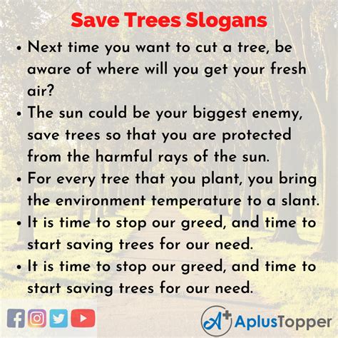What is the slogan of the importance of trees?