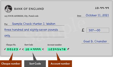 What is the sort code for Bank of England?