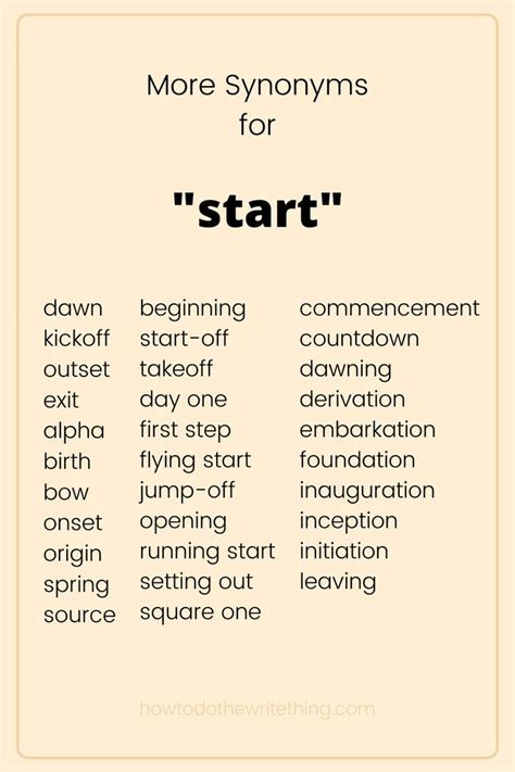 What is the synonym of start?