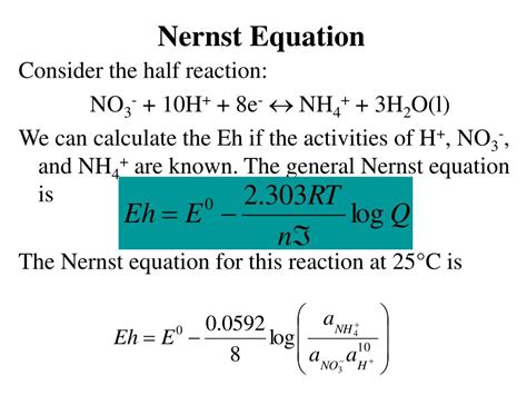 What is the value of 2.303 RT F in the Nernst equation at 25 C?