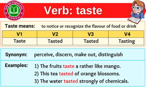What is the verb for taste?
