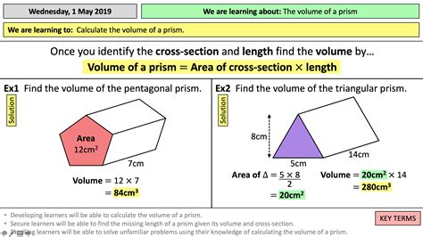 What is the volume V of the prism?