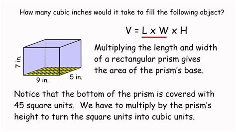 What is the volume of the rectangular prism in cubic cm?