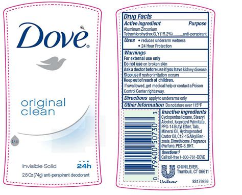 What is the warning on Dove products?
