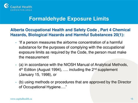 What is the water limit for formaldehyde?