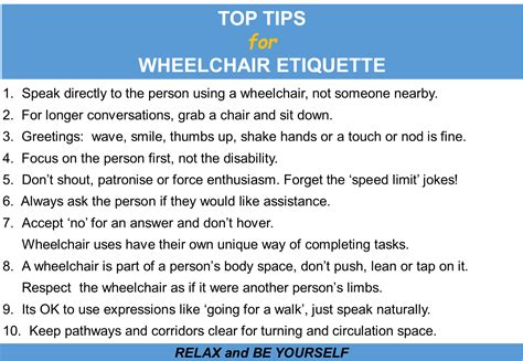 What is the wheelchair etiquette?