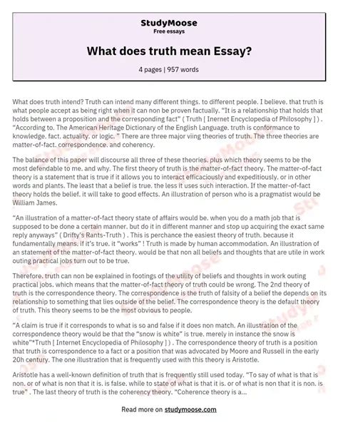 What is truth in essay?