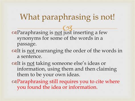 What is unacceptable paraphrasing?